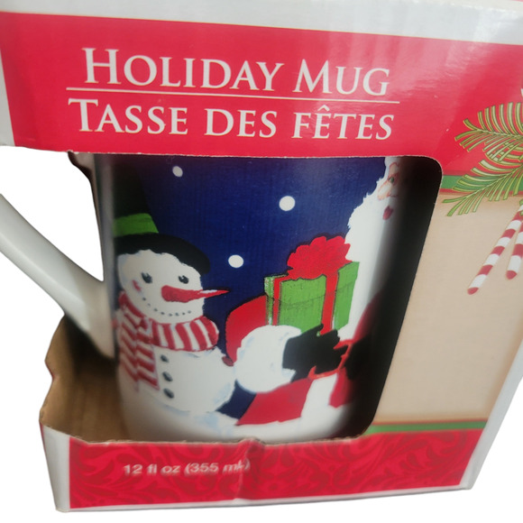 Vintage New Christmas Holiday Mug Cup Greenbrier International Santa Snowman - Picture 1 of 8